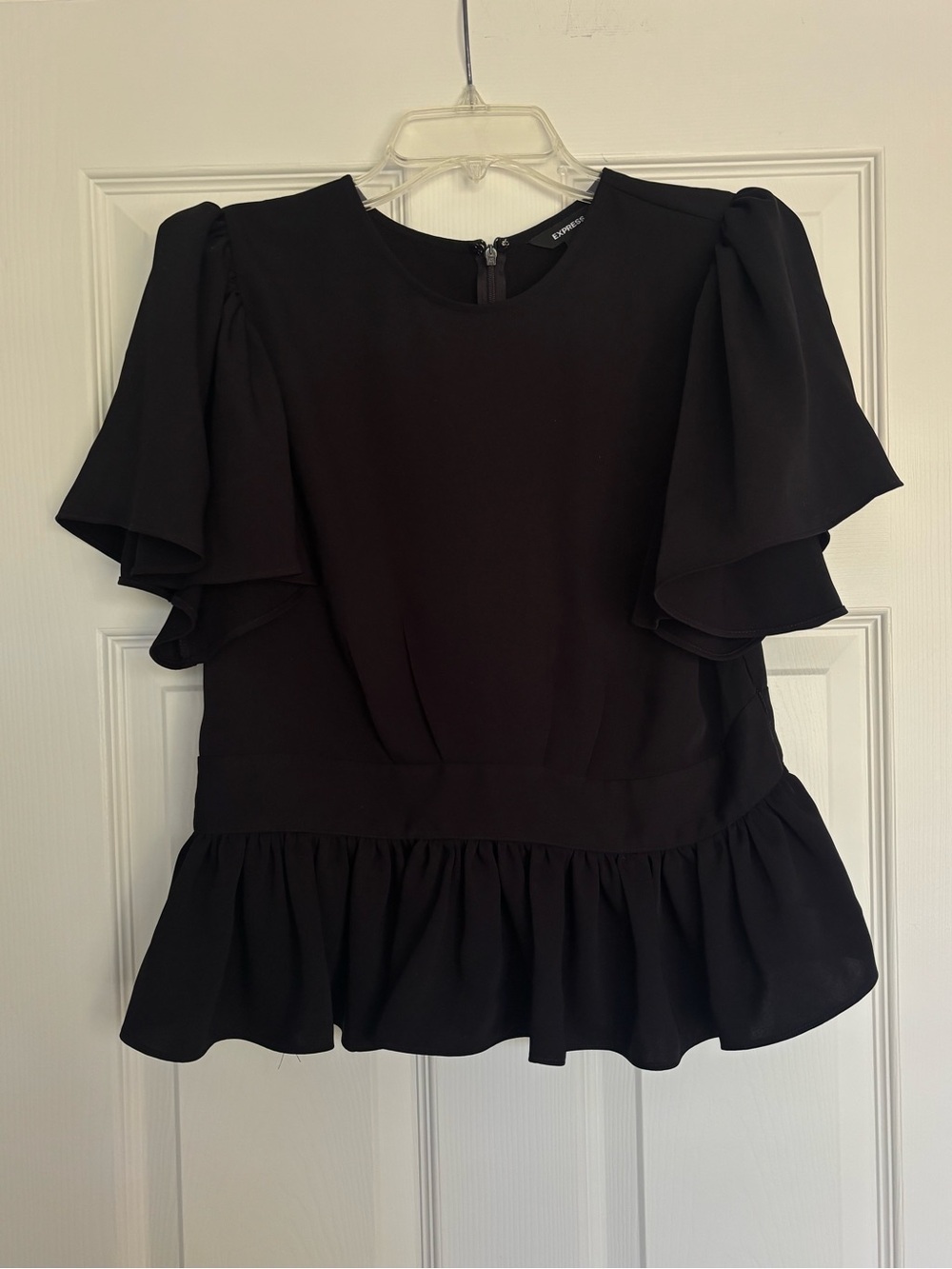 Black Ruffle Peplum Top